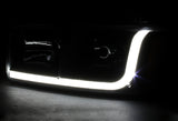 1999-2006 GMC Sierra 1500 2500 LED DRL Black Headlights w/ Bumper Signal Lights 4PCS Set - Clear Lens Clear Reflectors