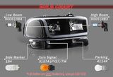 1999-2006 GMC Sierra 1500 2500 LED DRL Black Headlights w/ Bumper Signal Lights 4PCS Set - Clear Lens Clear Reflectors
