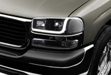 1999-2006 GMC Sierra 1500 2500 LED DRL Black Headlights w/ Bumper Signal Lights 4PCS Set - Clear Lens Clear Reflectors