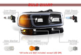 For 1999 - 2006 GMC Sierra / Yukon XL 1500 2500 G2 LED DRL Headlights -Black Housing / Clear Lens / Amber Reflectors (4-Piece Set)