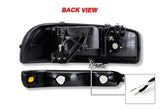 For 2000 - 2006 GMC Yukon XL 1500 2500 G2 LED DRL Headlights -Black Housing / Smoke Lens / Amber Reflectors (4-Piece Set)