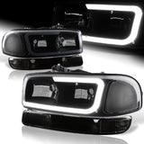 For 1999 - 2006 GMC Sierra / Yukon XL 1500 2500 G2 LED DRL Headlights -Black Housing / Smoke Lens / Clear Reflectors (4-Piece Set) (Copy)