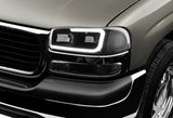 For 1999 - 2006 GMC Sierra / Yukon XL 1500 2500 G2 LED DRL Headlights -Black Housing / Smoke Lens / Clear Reflectors (4-Piece Set) (Copy)
