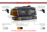 For 2000 - 2006 GMC Yukon XL 1500 2500 G2 LED DRL Headlights -Chrome Housing / Smoke Lens / Amber Reflectors (4-Piece Set)