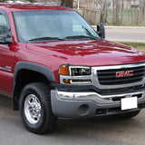 For 1999 - 2006 GMC Sierra / Yukon LED DRL Headlights -Black Housing / Clear Lens / Amber Reflectors (4-Piece Set)