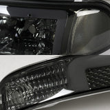 For 1999 - 2006 GMC Sierra / Yukon LED DRL Headlights -Chrome Housing / Smoke Lens / Clear Reflectors (4-Piece Set)