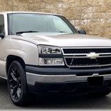 For 2003 - 2007 Chevrolet Chevy Silverado / 2002 - 2006 Avalanche LED DRL Headlights -Chrome Housing / Clear Lens / Clear Reflectors (4-Piece Set)