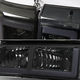 For 2003 - 2007 Chevrolet Chevy Silverado / 2002 - 2006 Avalanche LED DRL Headlights -Chrome Housing / Smoke Lens / Clear Reflectors (4-Piece Set)