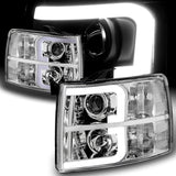 For 2007 - 2014 Chevrolet Chevy Silverado LED DRL Headlights -Chrome Housing / Clear Lens / Clear Reflectors