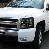 For 2007 - 2014 Chevrolet Chevy Silverado LED DRL Headlights -Chrome Housing / Smoke Lens / Clear Reflectors