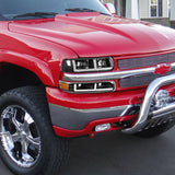 For 1999 - 2002 Chevrolet Chevy Silverado / 2000 - 2006 Tahoe Suburban G2 LED Bar DRL Headlights -Black Housing / Clear Lens / Amber Reflectors (4-Piece Set)