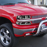 For 1999 - 2002 Chevrolet Chevy Silverado / 2000 - 2006 Tahoe Suburban G2 LED Bar DRL Headlights -Black Housing / Clear Lens / Clear Reflectors (4-Piece Set)