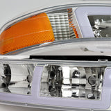 For 1999 - 2002 Chevrolet Chevy Silverado / 2000 - 2006 Tahoe Suburban G2 LED Bar DRL Headlights -Chrome Housing / Smoke Lens / Clear Reflectors (4-Piece Set)