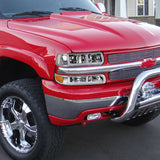 For 1999 - 2002 Chevrolet Chevy Silverado / 2000 - 2006 Tahoe Suburban G2 LED Bar DRL Headlights -Chrome Housing / Smoke Lens / Clear Reflectors (4-Piece Set)