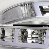 For 1999 - 2002 Chevrolet Chevy Silverado / 2000 - 2006 Tahoe Suburban G2 LED Bar DRL Headlights -Chrome Housing / Clear Lens / Clear Reflectors (4-Piece Set)