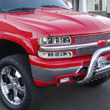 For 1999 - 2002 Chevrolet Chevy Silverado / 2000 - 2006 Tahoe Suburban G2 LED Bar DRL Headlights -Chrome Housing / Clear Lens / Clear Reflectors (4-Piece Set)