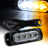 4-LED White/Amber Emergency Beacon Car Warning Hazard Strobe Light – Universal Fit