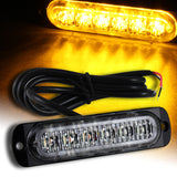 6-LED Amber Emergency Beacon Car Truck Warning Hazard Strobe Light – Universal Fit