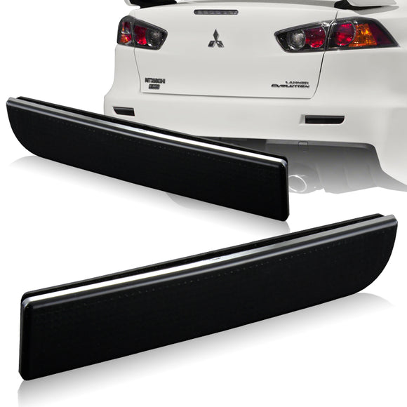 For 2008 – 2017 Mitsubishi Lancer LED JDM Rear Bumper Reflector Stop Brake Light Kit -Smoke Lens