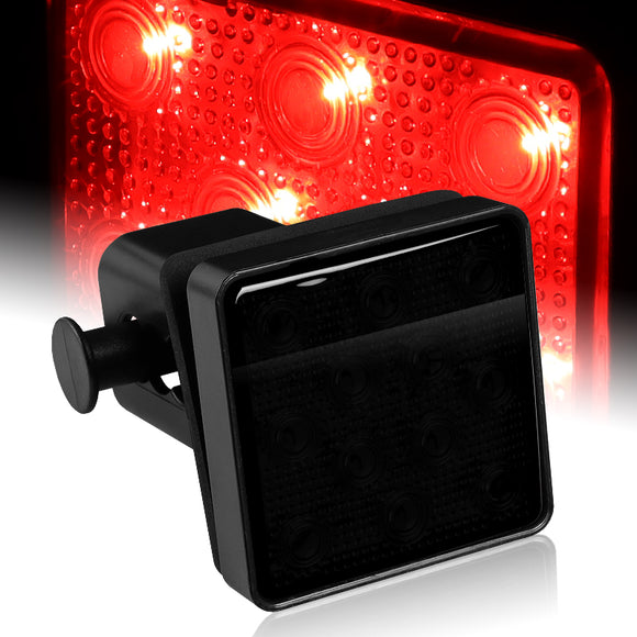 2” Trailer Hitch 12-LED Brake Light Towing Receiver Cover – Smoke Lens