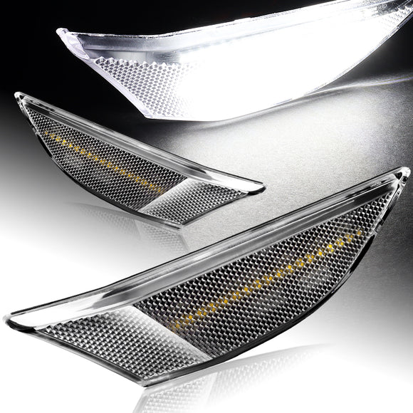 For Porsche 911 Carrera / Boxster / Cayman White LED Turn Signal Bumper Side Marker Lights -Clear Lens