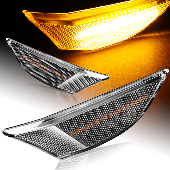 For Porsche 911 Carrera / Boxster / Cayman Amber LED Turn Signal Bumper Side Marker Lights -Clear Lens