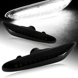 BMW E46 E60 E61 E82 E83 E84 E88 E90 E92 White LED Turn Signal Front Side Marker Lights -Smoked Lens