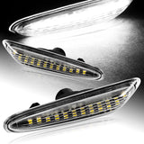 BMW E46 E60 E61 E82 E83 E84 E88 E90 E92 White LED Turn Signal Front Side Marker Lights -Clear Lens
