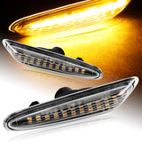 BMW E46 E60 E61 E82 E83 E84 E88 E90 E92 Amber LED Turn Signal Front Side Marker Lights -Clear Lens