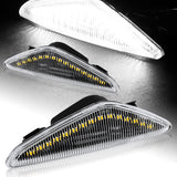 2008-2014 BMW X6 E71 E72 White LED Turn Signal Front Side Marker Lights -Clear Lens
