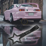 5-Star JDM Tsurikawa Drift Handle Strap – Universal Car Interior Hanging Charm, Black Ring & Black Nylon X1