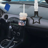 5-Star JDM Tsurikawa Drift Handle Strap – Universal Car Interior Hanging Charm, Black Ring & Silver Nylon X2