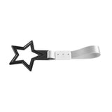 5-Star JDM Tsurikawa Drift Handle Strap – Universal Car Interior Hanging Charm, Black Ring & Silver Nylon X2