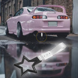 5-Star JDM Tsurikawa Drift Handle Strap – Universal Car Interior Hanging Charm, Black Ring & Silver Nylon X1