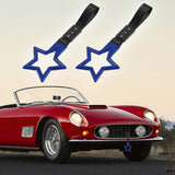 5-Star JDM Tsurikawa Drift Handle Strap – Universal Car Interior Hanging Charm, Blue Ring & Black Nylon X2
