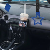 5-Star JDM Tsurikawa Drift Handle Strap – Universal Car Interior Hanging Charm, Blue Ring & Black Nylon X1