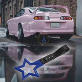 5-Star JDM Tsurikawa Drift Handle Strap – Universal Car Interior Hanging Charm, Blue Ring & Black Nylon X1
