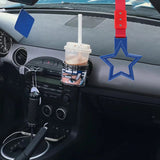 5-Star JDM Tsurikawa Drift Handle Strap – Universal Car Interior Hanging Charm, Blue Ring & Red Nylon X1