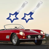 5-Star JDM Tsurikawa Drift Handle Strap – Universal Car Interior Hanging Charm, Blue Ring & Silver Nylon X2