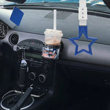 5-Star JDM Tsurikawa Drift Handle Strap – Universal Car Interior Hanging Charm, Blue Ring & Silver Nylon X2