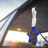 5-Star JDM Tsurikawa Drift Handle Strap – Universal Car Interior Hanging Charm, Blue Ring & Silver Nylon X2