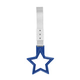 5-Star JDM Tsurikawa Drift Handle Strap – Universal Car Interior Hanging Charm, Blue Ring & Silver Nylon X2