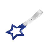5-Star JDM Tsurikawa Drift Handle Strap – Universal Car Interior Hanging Charm, Blue Ring & Silver Nylon X2