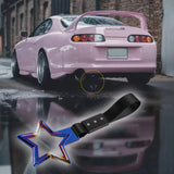 5-Star JDM Tsurikawa Drift Handle Strap – Universal Car Interior Hanging Charm, Burnt Blue Ring & Black Nylon X1