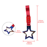 5-Star JDM Tsurikawa Drift Handle Strap – Universal Car Interior Hanging Charm, Burnt Blue Ring & Red Nylon X2