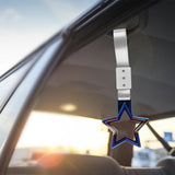 5-Star JDM Tsurikawa Drift Handle Strap – Universal Car Interior Hanging Charm, Burnt Blue Ring & Silver Nylon X1