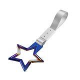 5-Star JDM Tsurikawa Drift Handle Strap – Universal Car Interior Hanging Charm, Burnt Blue Ring & Silver Nylon X1