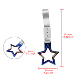 5-Star JDM Tsurikawa Drift Handle Strap – Universal Car Interior Hanging Charm, Burnt Blue Ring & Silver Nylon X1