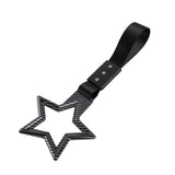 5-Star JDM Tsurikawa Drift Handle Strap – Universal Car Interior Hanging Charm, Carbon Fiber Style Ring & Black Nylon X1