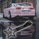 5-Star JDM Tsurikawa Drift Handle Strap – Universal Car Interior Hanging Charm, Carbon Fiber Style Ring & Black Nylon X1